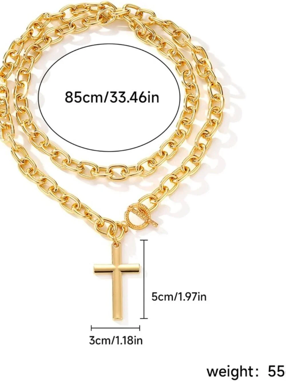 Chunky Gold Cross Necklace for Women Layered Necklace Retro Big Gold Cross Penda - Picture 6 of 6